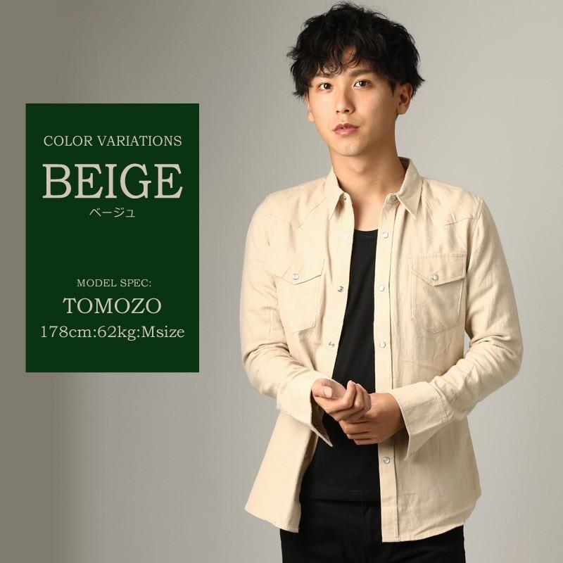 シャツ メンズ ネルシャツ 無地 長袖 ウエスタンシャツ 白シャツ カジュアルシャツ トップス ミリタリー | improves | 07