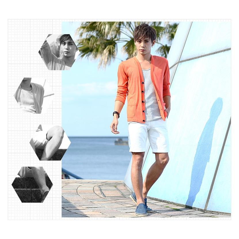 サマーカーディガン メンズ サマーニット 薄手 透け シースルー 長袖 無地 トップス | improves | 13