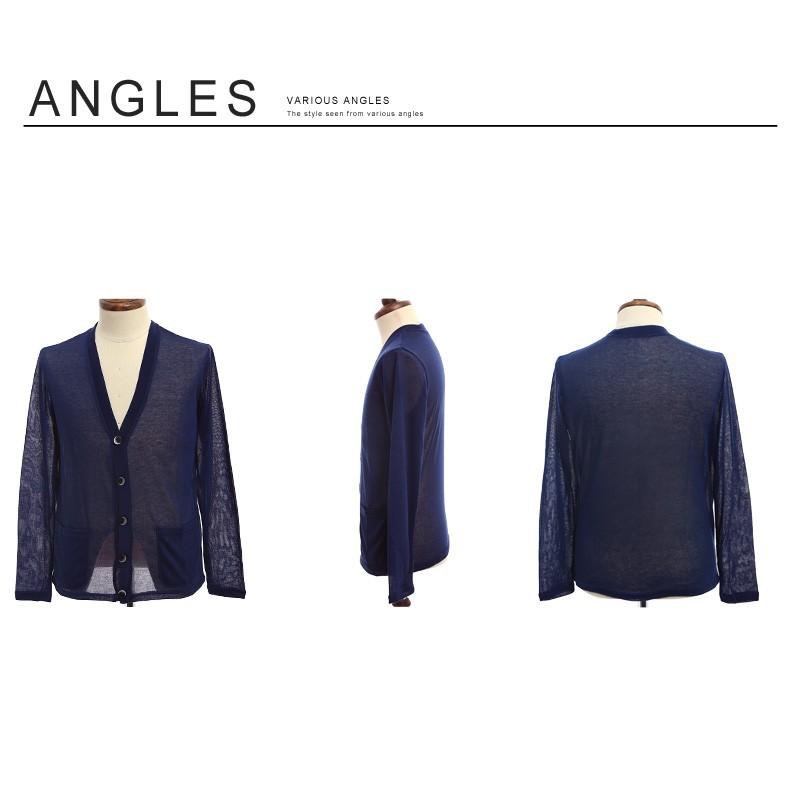 サマーカーディガン メンズ サマーニット 薄手 透け シースルー 長袖 無地 トップス | improves | 16