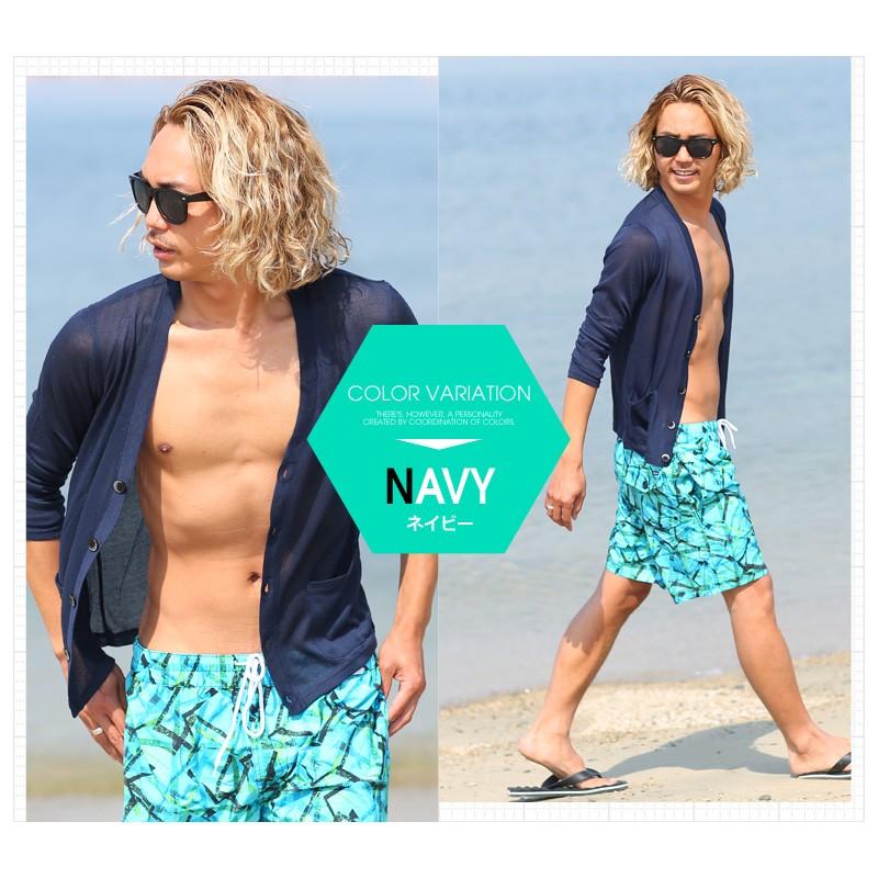 サマーカーディガン メンズ サマーニット 薄手 透け シースルー 長袖 無地 トップス | improves | 07