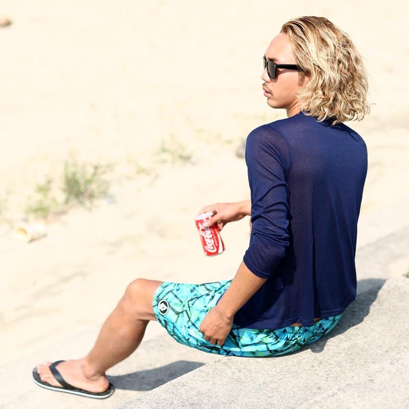 サマーカーディガン メンズ サマーニット 薄手 透け シースルー 長袖 無地 トップス | improves | 08