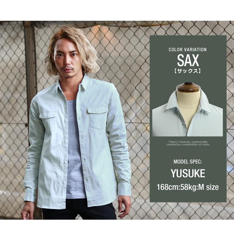 ミリタリーシャツ メンズ シャツ 白シャツ 長袖 無地 迷彩 カモフラ ストレッチ トップス | improves | 11