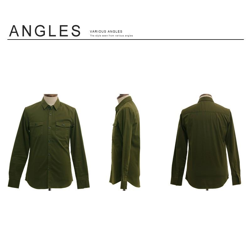 ミリタリーシャツ メンズ シャツ 白シャツ 長袖 無地 迷彩 カモフラ ストレッチ トップス | improves | 19