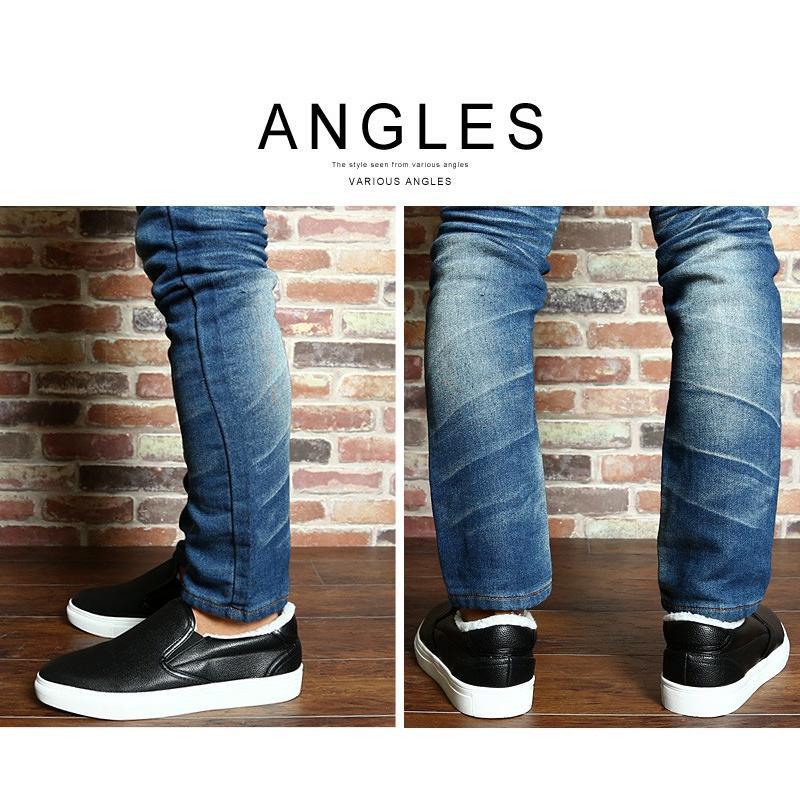 スニーカー メンズ スリッポン ローカット 裏ボア 靴 カジュアルシューズ PU レザー | improves | 03