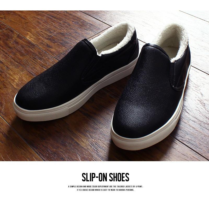 スニーカー メンズ スリッポン ローカット 裏ボア 靴 カジュアルシューズ PU レザー | improves | 04