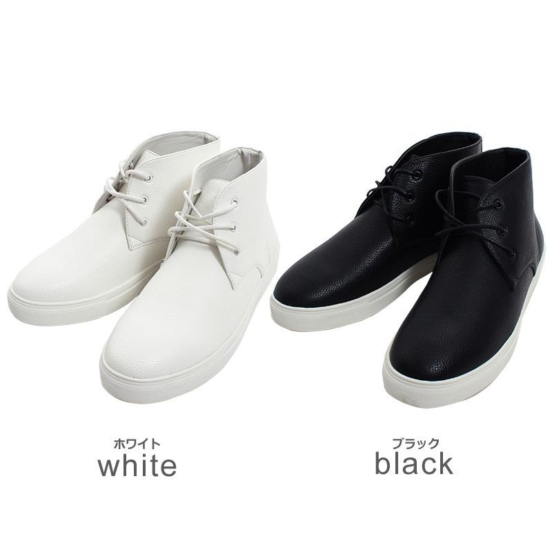 スニーカー メンズ チャッカブーツ 靴 レースアップ ハイカット フェイク レザー | improves | 01
