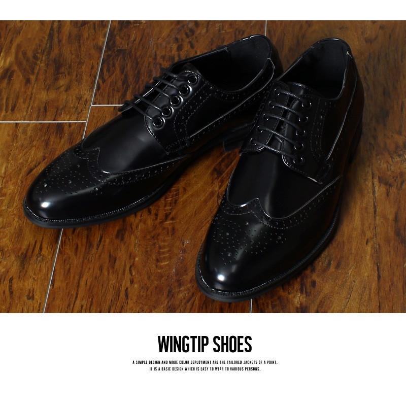 シューズ 靴 メンズ ウイングチップ プレーントゥ ビジネスシューズ カジュアル PUレザー | improves | 04