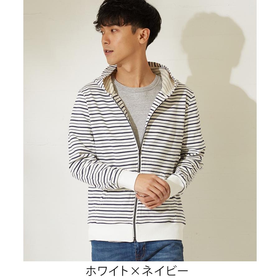 パーカー メンズ パーカ ジップアップ 長袖 無地 スウェットパーカー ボーダー ZIP トップス | improves | 11