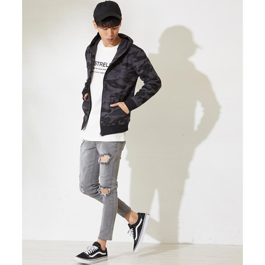 パーカー メンズ パーカ ジップアップ 長袖 無地 スウェットパーカー ボーダー ZIP トップス | improves | 15