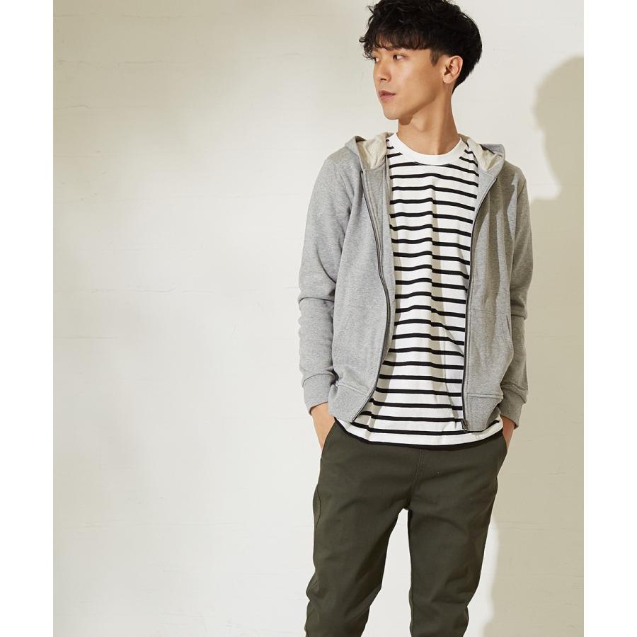 パーカー メンズ パーカ ジップアップ 長袖 無地 スウェットパーカー ボーダー ZIP トップス | improves | 05