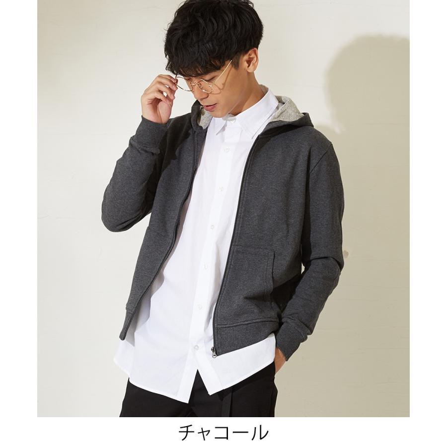 パーカー メンズ パーカ ジップアップ 長袖 無地 スウェットパーカー ボーダー ZIP トップス | improves | 08