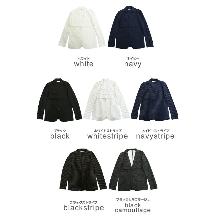 メンズ テーラードジャケット アウター 綿麻 リネン シングル 2B ストレッチ 無地 総柄 | improves | 01