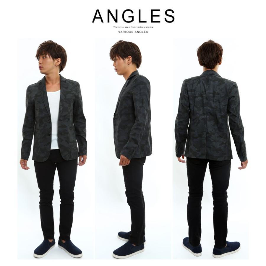 メンズ テーラードジャケット アウター 綿麻 リネン シングル 2B ストレッチ 無地 総柄 | improves | 03