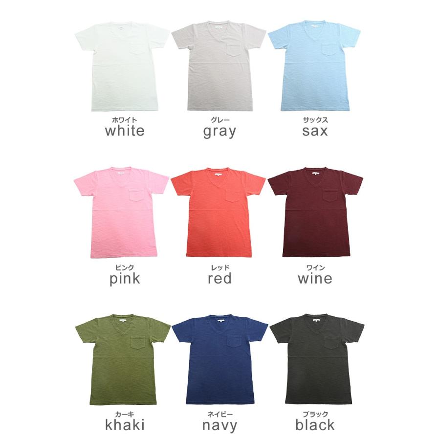 Tシャツ メンズ カットソー 半袖 無地 Vネック 胸ポケット トップス | improves | 01
