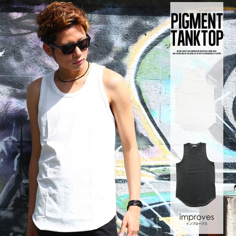 タンクトップ ロング丈 メンズ カットソー ビッグシルエット 無地 トップス | improves
