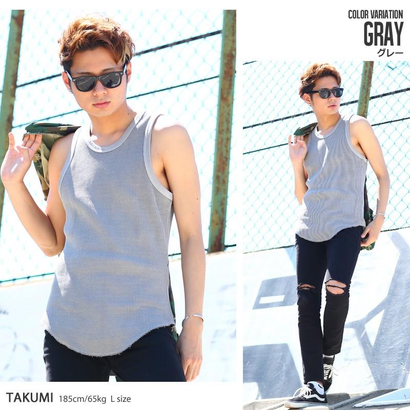 タンクトップ ノースリーブ ロング丈 メンズ カットソー 無地 トップス | improves | 06