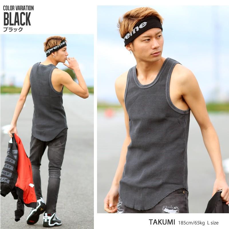 タンクトップ ノースリーブ ロング丈 メンズ カットソー 無地 トップス | improves | 07