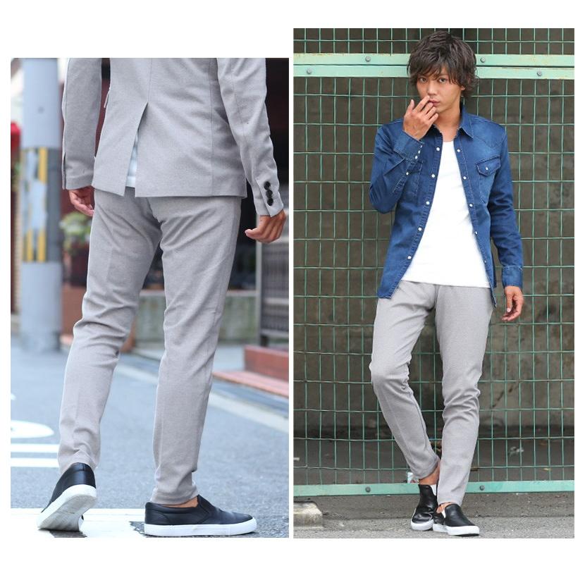 テーパードパンツ 鹿の子 メンズ ボトムス アンクル丈 スラックス イージーパンツ メッシュ クロップド | improves | 05