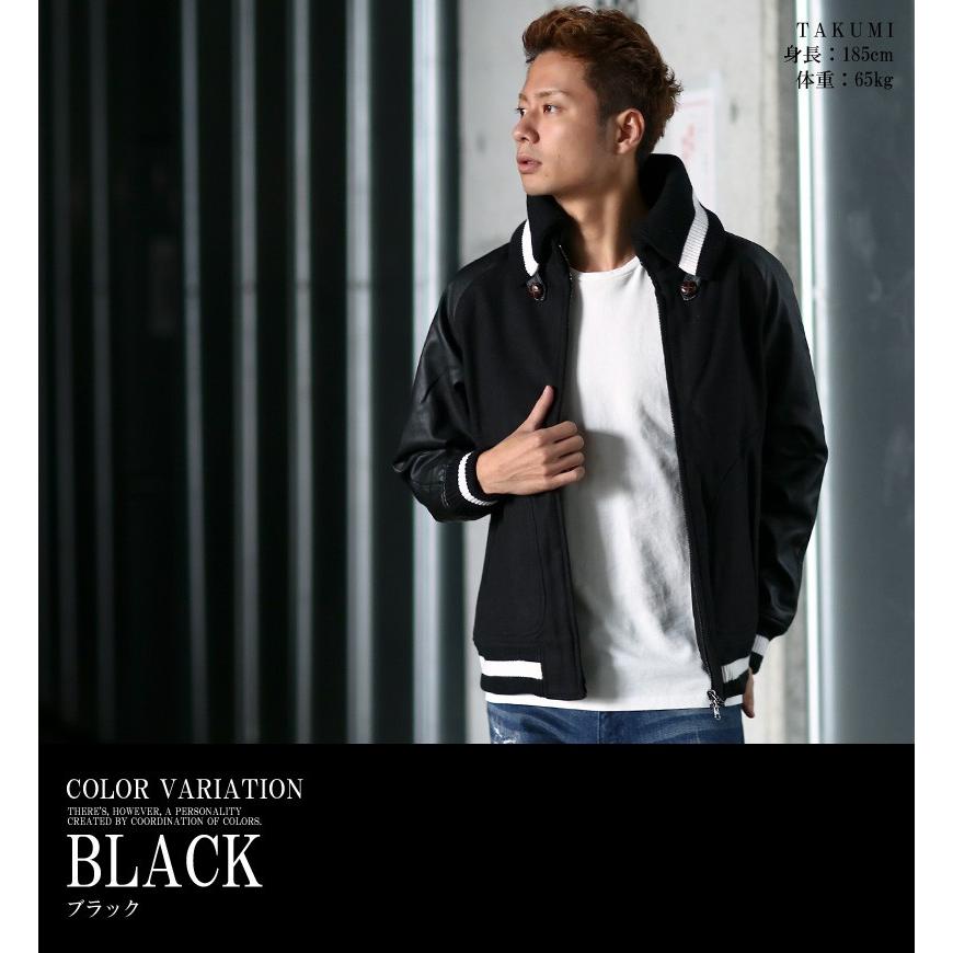 EGOTRIPPING スタジャン 46 ネイビー×ブラウン 袖牛革 メルトン EGOTRIPPING スタジャン 46 ネイビー×ブラウン 袖牛革 メルトン