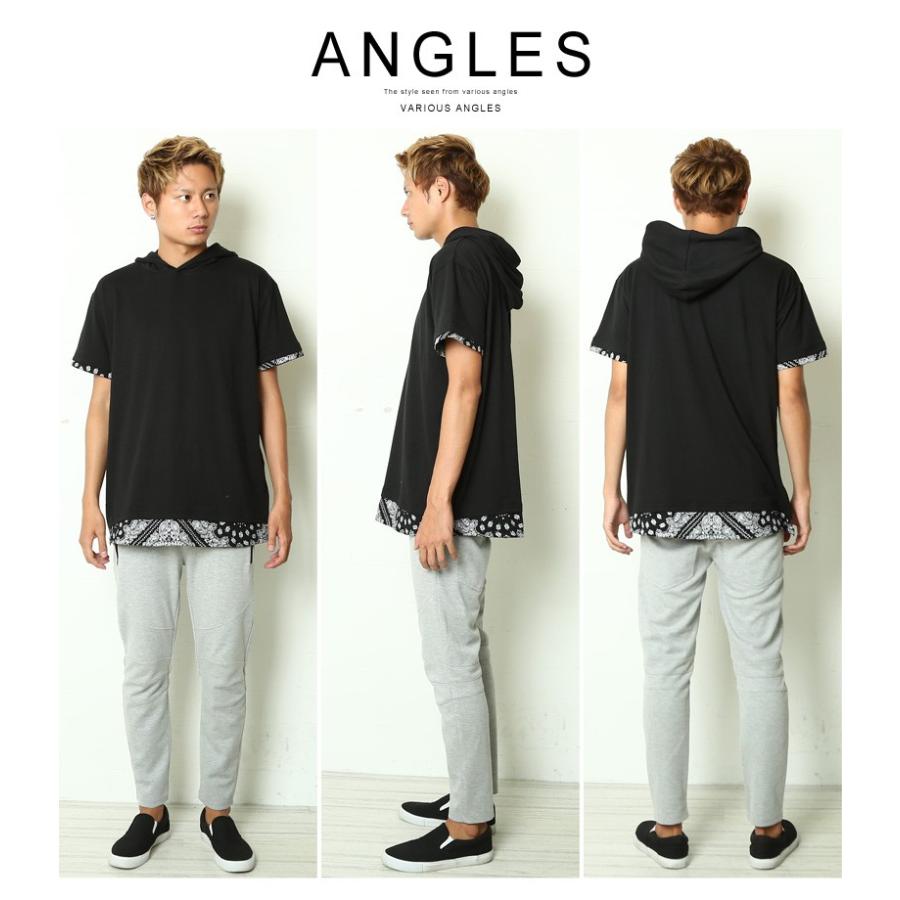 パーカー Tシャツ メンズ 半袖 レイヤード プリント カットソー トップス | improves | 03