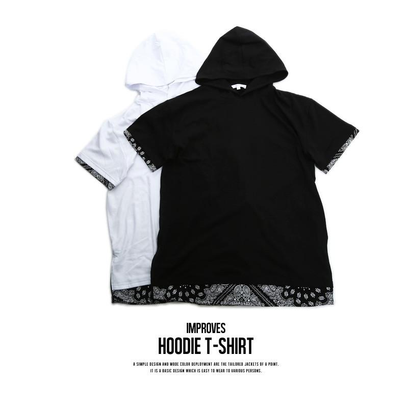 パーカー Tシャツ メンズ 半袖 レイヤード プリント カットソー トップス | improves | 04