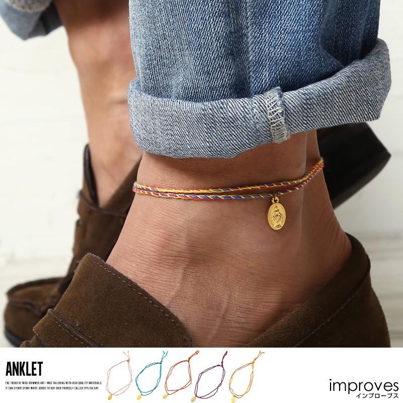 アンクレット メンズ アクセサリー メダル ビーズ プレゼント | improves