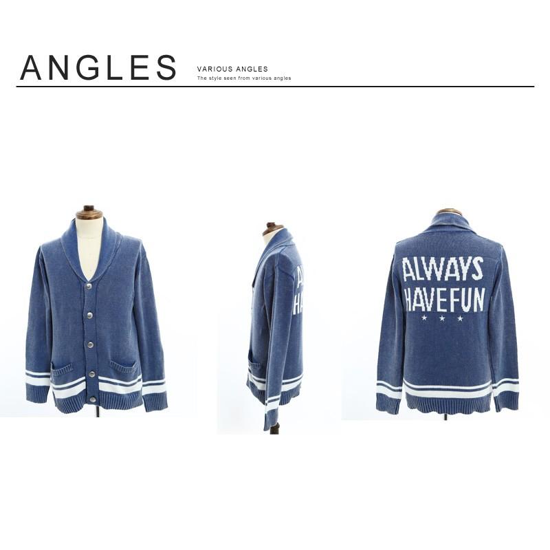 カーディガン ニット セーター メンズ ジャガード柄 ウォッシュ加工 ショール 長袖 コットン トップス | improves | 08