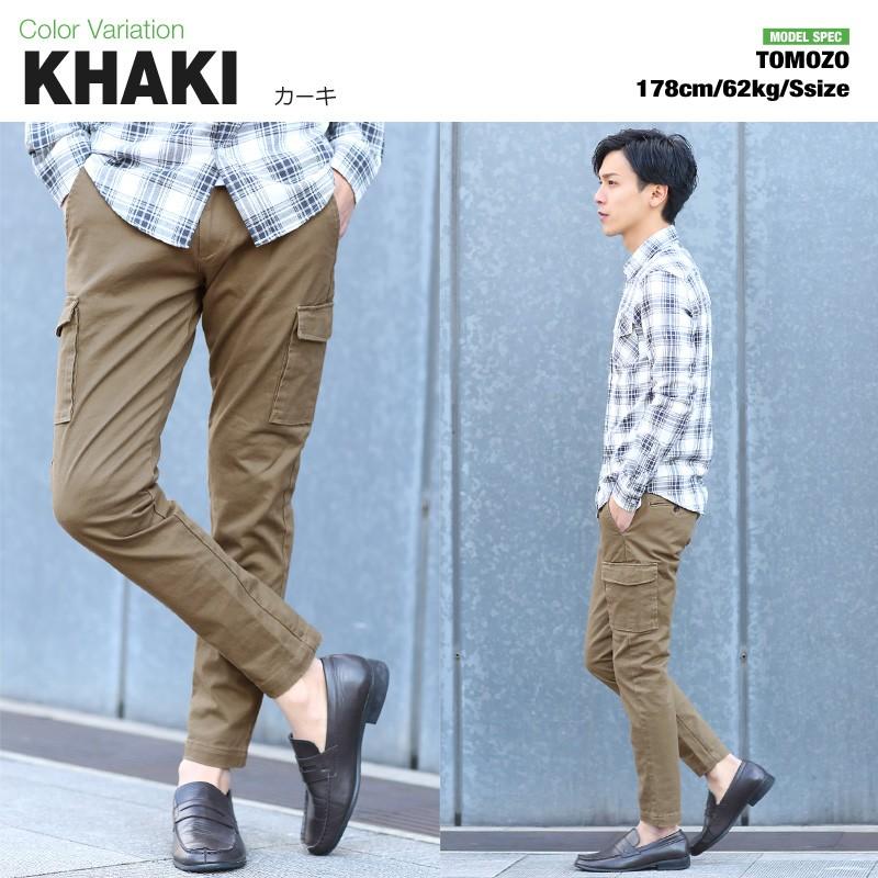 カーゴパンツ メンズ ボトムス ストレート スリム ストレッチ アンクル丈 イージーパンツ クライミングパンツ | improves | 06