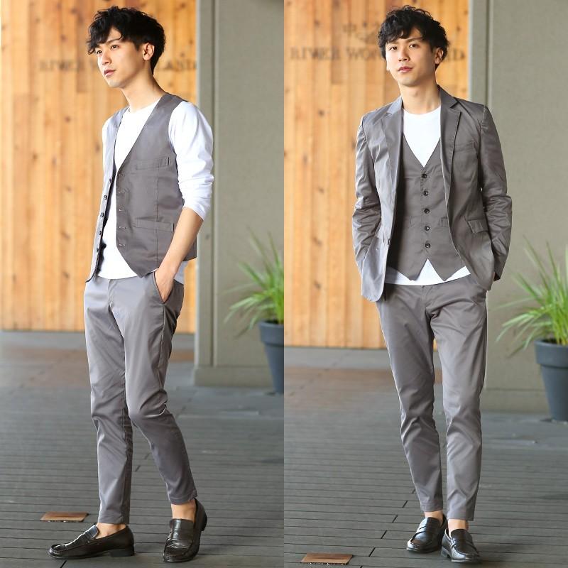 ベスト メンズ トップス ジレベスト ビジネス カジュアル スーツ 3ピース ストレッチ ビジカジ 前開き | improves | 09