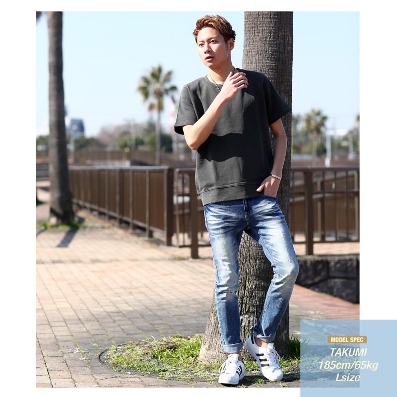 トレーナー メンズ スウェット スエット ピグメント加工 コットン トップス 半袖 無地 | improves | 15