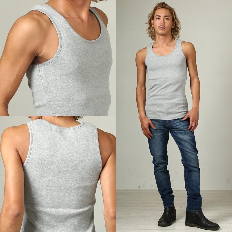 タンクトップ メンズ カットソー 無地 インナー ノースリーブ フライス トップス スポーツ | improves | 09