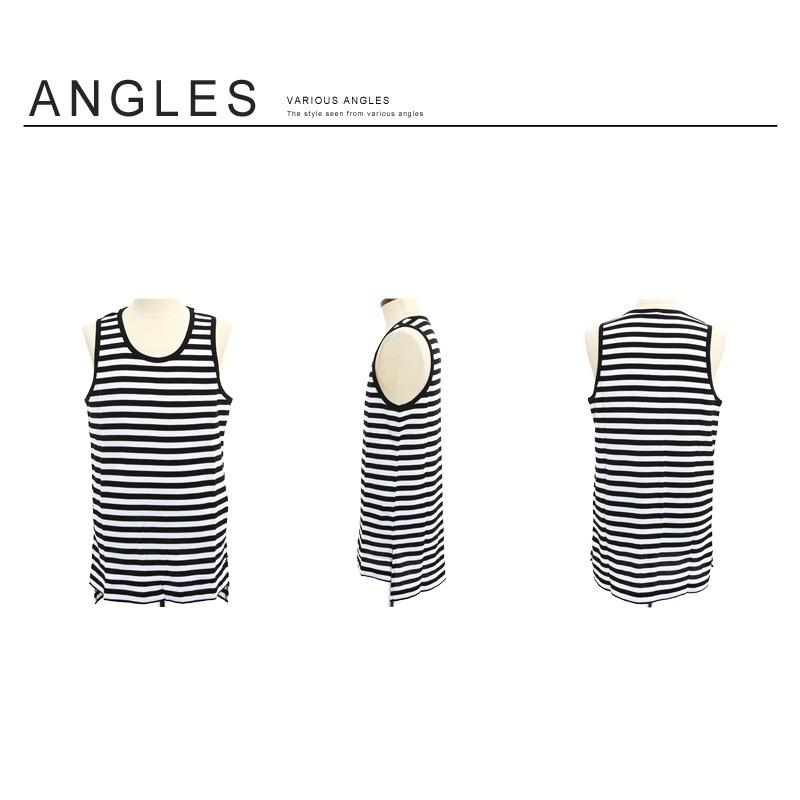 サーマル ボーダー ロング丈タンクトップ タンクトップ メンズ  ノースリーブ トップス | improves | 11