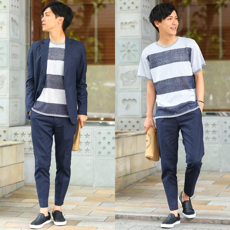 アンクルパンツ メンズ ボトムス チノパン スリム 麻混 タックパンツ イージーパンツ ストレッチ テーパード | improves | 12