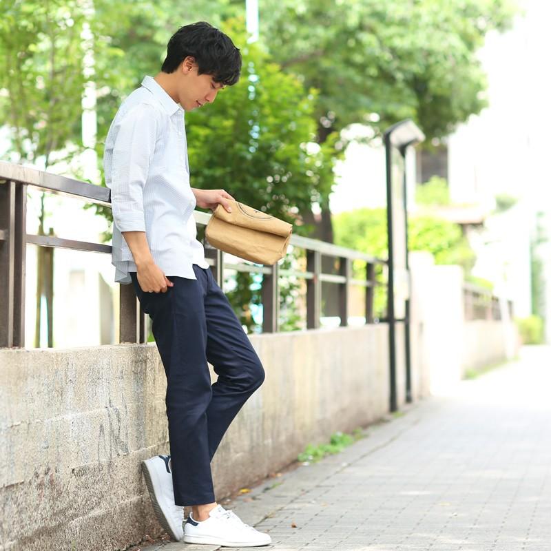 アンクルパンツ メンズ ボトムス チノパン スリム 麻混 タックパンツ イージーパンツ ストレッチ テーパード | improves | 13