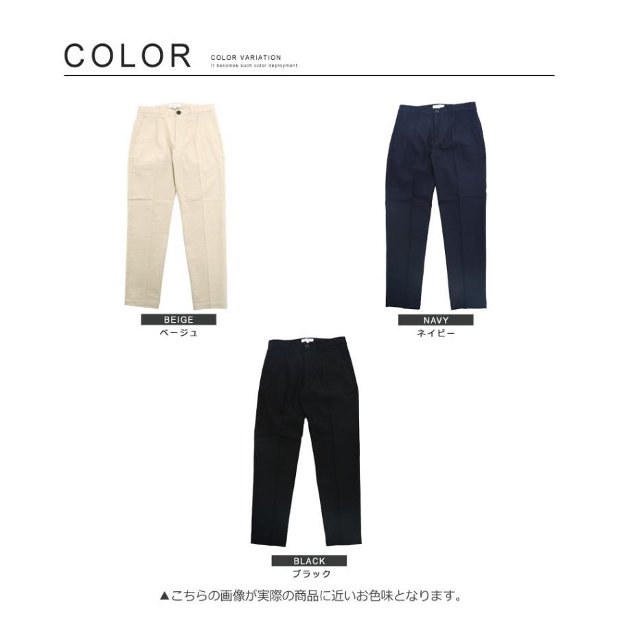 アンクルパンツ メンズ ボトムス チノパン スリム 麻混 タックパンツ イージーパンツ ストレッチ テーパード | improves | 04