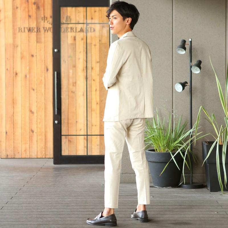 アンクルパンツ メンズ ボトムス チノパン スリム 麻混 タックパンツ イージーパンツ ストレッチ テーパード | improves | 08