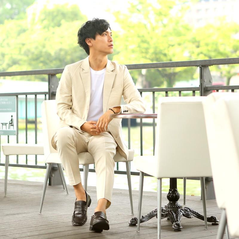 アンクルパンツ メンズ ボトムス チノパン スリム 麻混 タックパンツ イージーパンツ ストレッチ テーパード | improves | 09