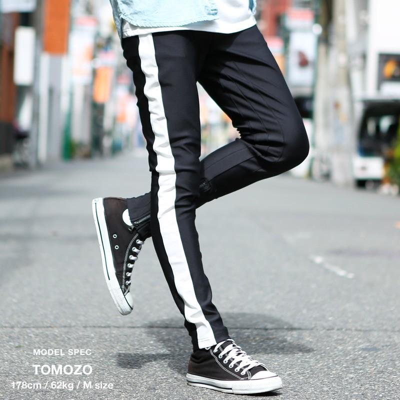 ジョガーパンツ パンツ メンズ ボトムス サイドライン スウェット 太ライン ジャージ スリム ストレッチ イージーパンツ | improves | 09