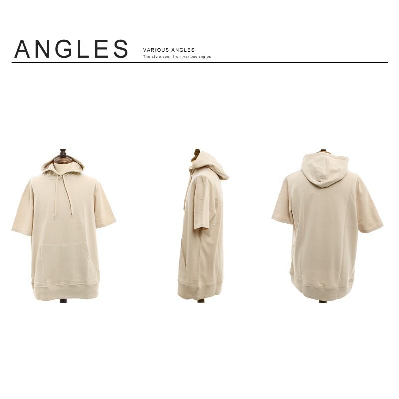 パーカー メンズ スウェットパーカー プルオーバー ビッグシルエット ルーズ ルームウエア トップス 半袖 無地 | improves | 15