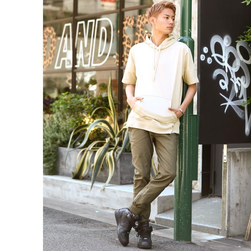 パーカー メンズ スウェットパーカー プルオーバー ビッグシルエット ルーズ ルームウエア トップス 半袖 無地 | improves | 07