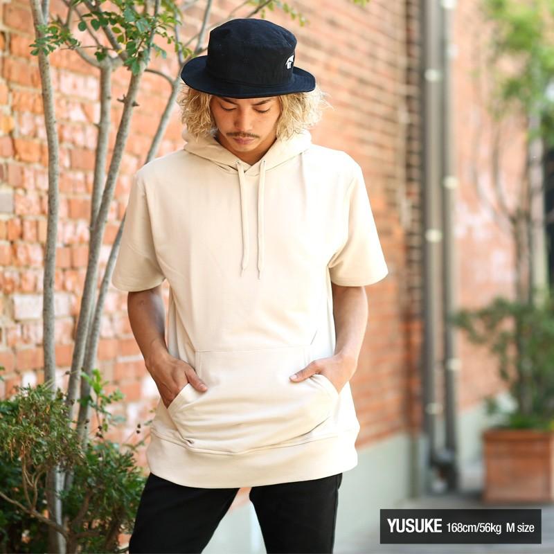 パーカー メンズ スウェットパーカー プルオーバー ビッグシルエット ルーズ ルームウエア トップス 半袖 無地 | improves | 08