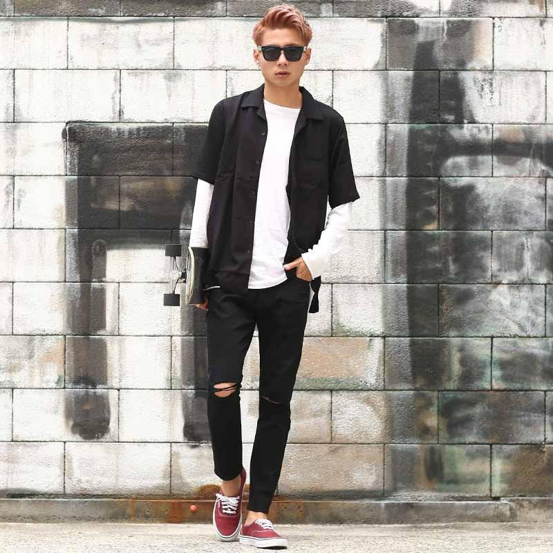 スキニーパンツ  メンズ  ダメージスキニー クラッシュ スキニー ボトムス ミリタリー ストレッチ | improves | 06