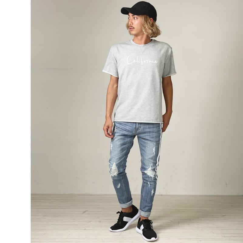 トレーナー メンズ スウェット スエット トップス  加工プリント 半袖 セットアップ可能 カジュアル | improves | 13