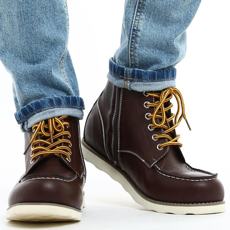 ブーツ メンズ レースアップブーツ ヴィンテージ サイドジップ ワークブーツ 靴 メンズ靴 トレッキングブーツ カジュアル 黒 茶 | improves | 07