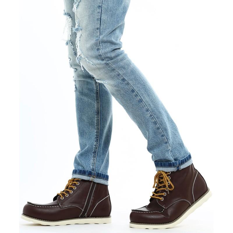 ブーツ メンズ レースアップブーツ ヴィンテージ サイドジップ ワークブーツ 靴 メンズ靴 トレッキングブーツ カジュアル 黒 茶 | improves | 08