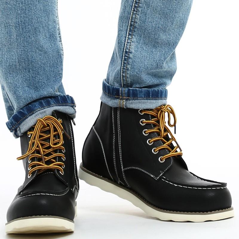 ブーツ メンズ レースアップブーツ ヴィンテージ サイドジップ ワークブーツ 靴 メンズ靴 トレッキングブーツ カジュアル 黒 茶 | improves | 09
