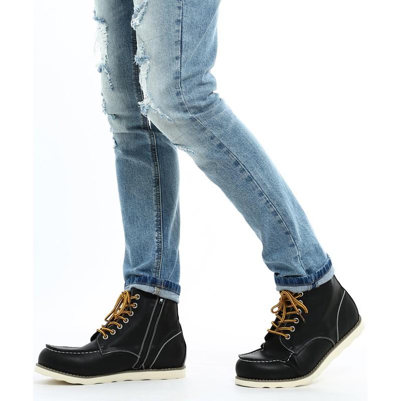 ブーツ メンズ レースアップブーツ ヴィンテージ サイドジップ ワークブーツ 靴 メンズ靴 トレッキングブーツ カジュアル 黒 茶 | improves | 10