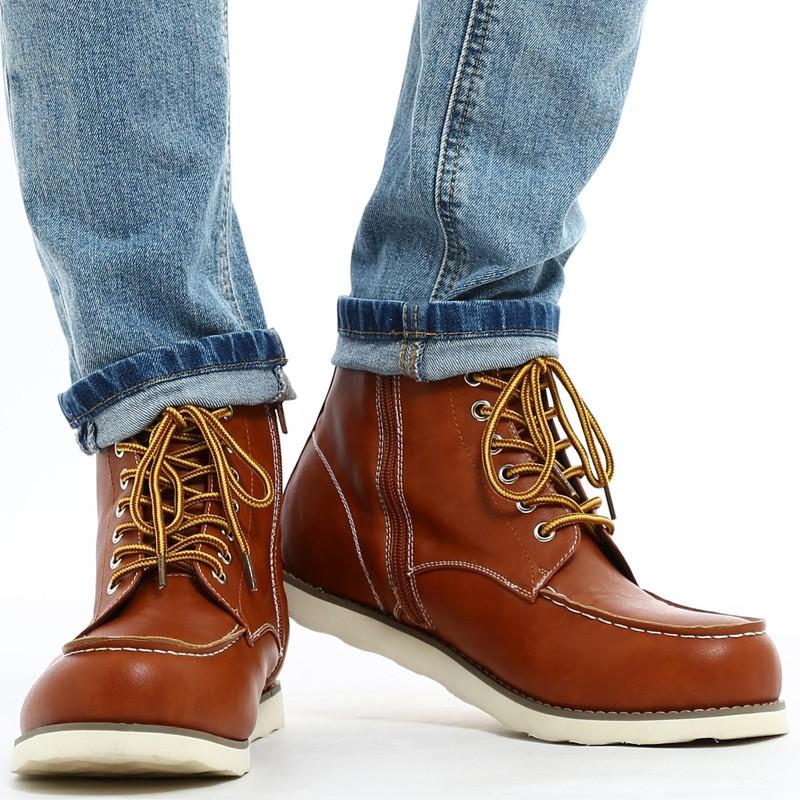 ブーツ メンズ レースアップブーツ ヴィンテージ サイドジップ ワークブーツ 靴 メンズ靴 トレッキングブーツ カジュアル 黒 茶 | improves | 05