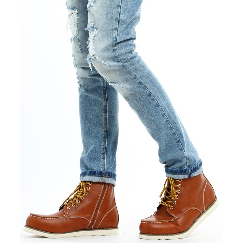 ブーツ メンズ レースアップブーツ ヴィンテージ サイドジップ ワークブーツ 靴 メンズ靴 トレッキングブーツ カジュアル 黒 茶 | improves | 06