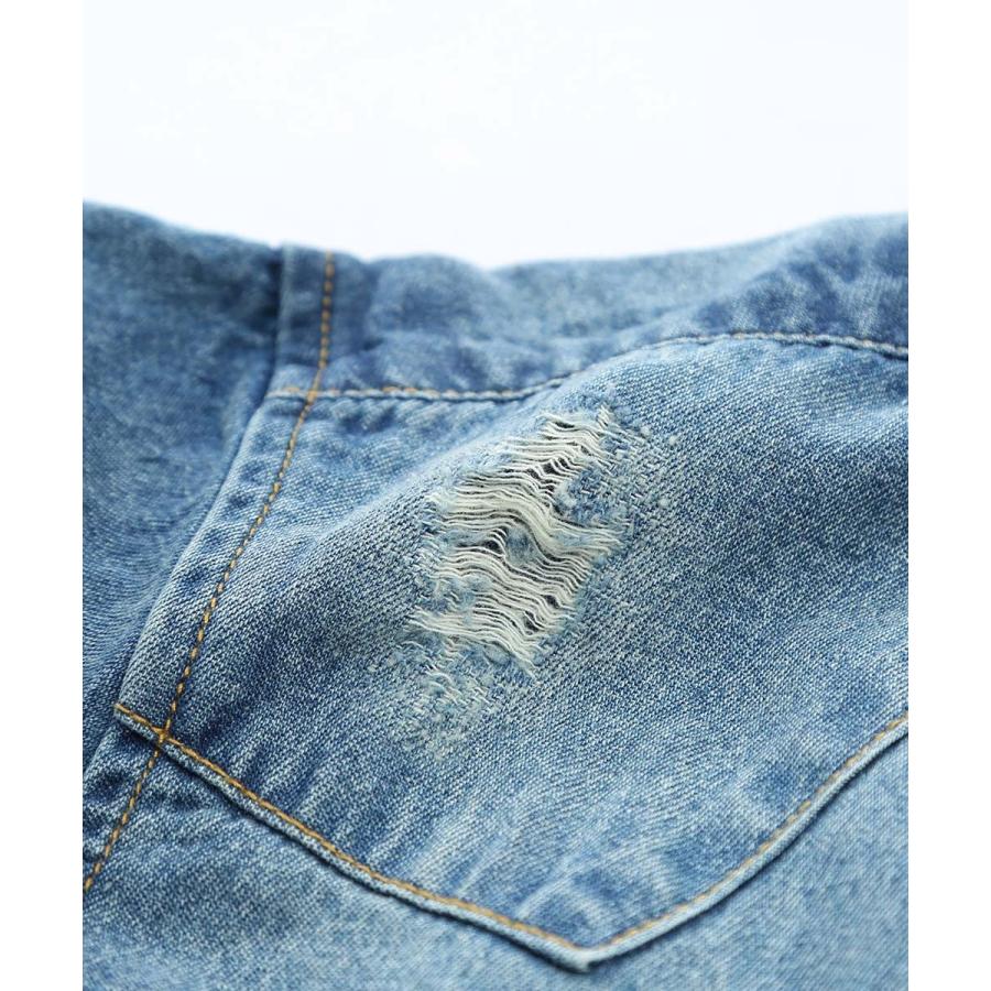 デニムシャツ ダメージ加工　ペイント加工 長袖 Mサイズ improves デニムシャツ メンズ 長袖 シャツ ウエスタンシャツ